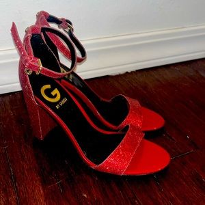 Guess Red sparkle or glitter high heels size 6.5